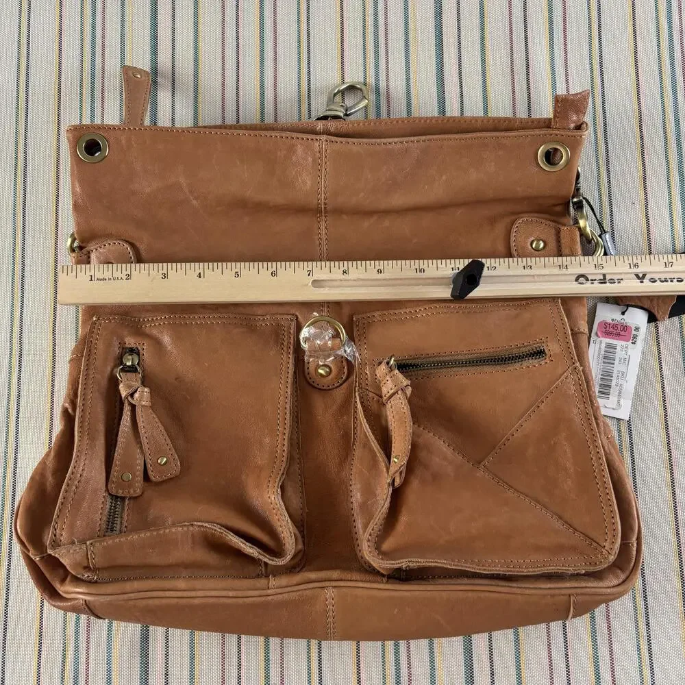 Chocolat Blu Leather Bag Womens Tan Brown Convertible Shoulder Crossbody NWT